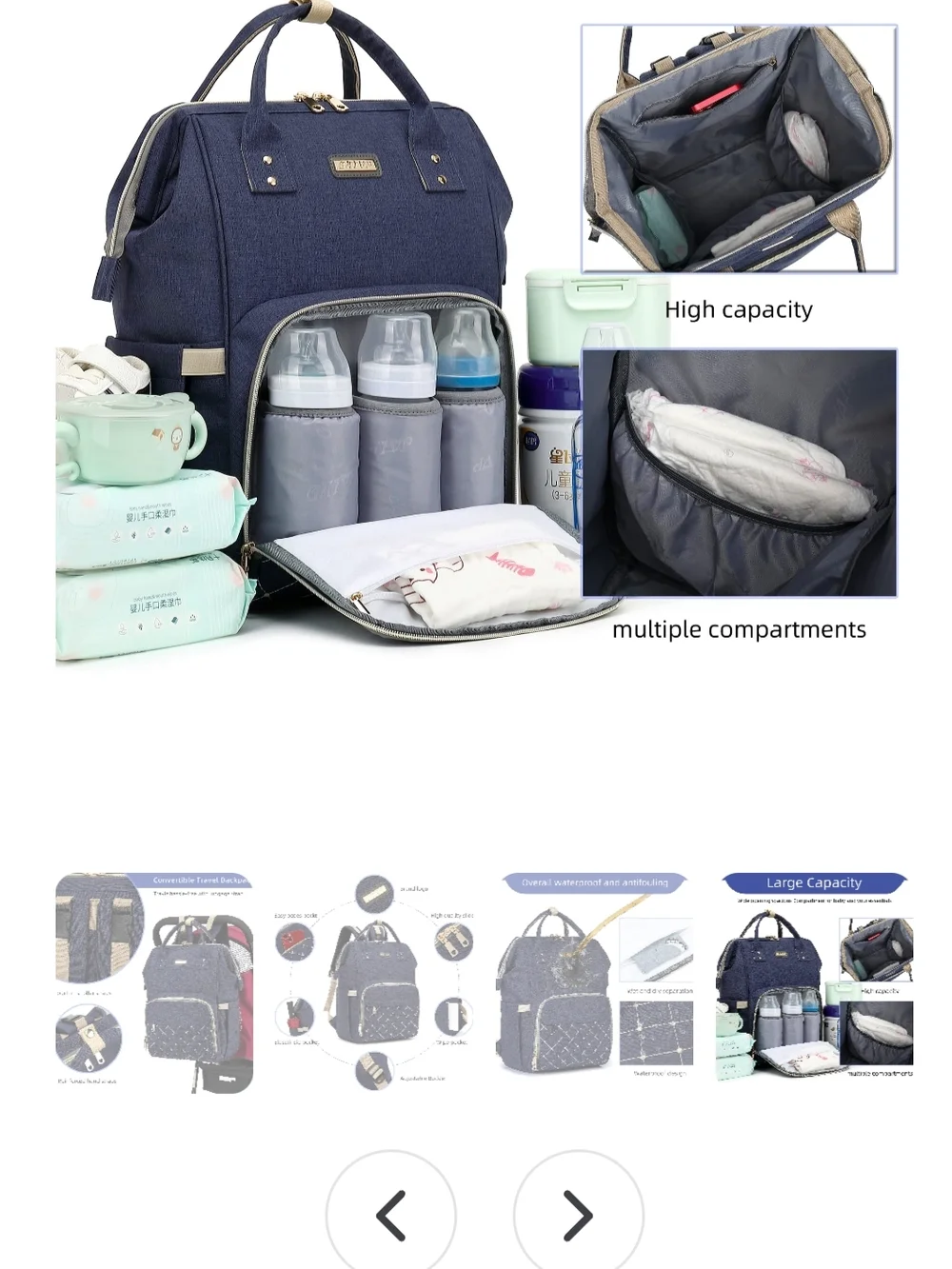 New Navy Multifunctional Diaper Backpack